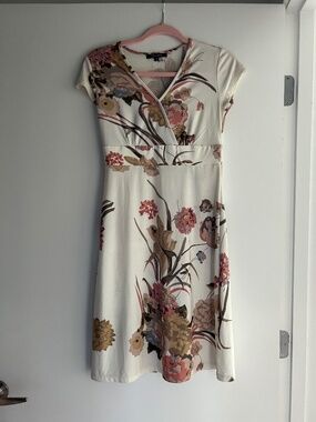 White floral knee length dress